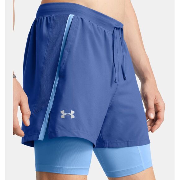 UNDER ARMOUR UA LAUNCH 5" 2-IN-1 SHORTS-BLUE Size 2XL NWT - Picture 1 of 6